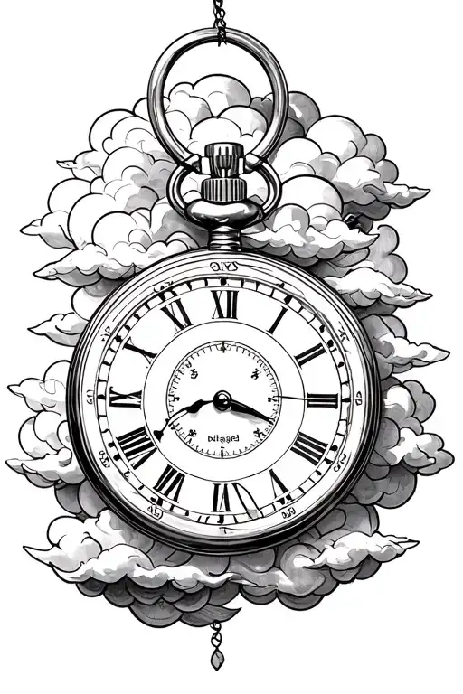 Pocketwatch With Clouds Surrounding