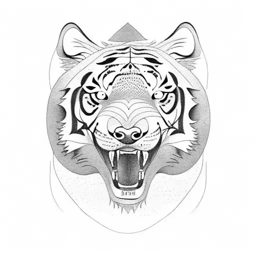 Tiger And Wolf In A Nature Scene With Spacial And Yin Yang Aspects