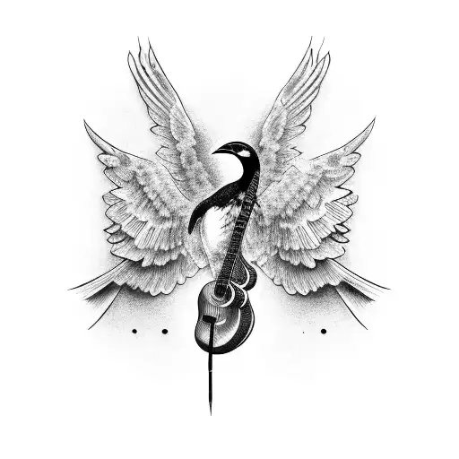 A Bird Perched On A Guitar Neck With Electrical Circuitry