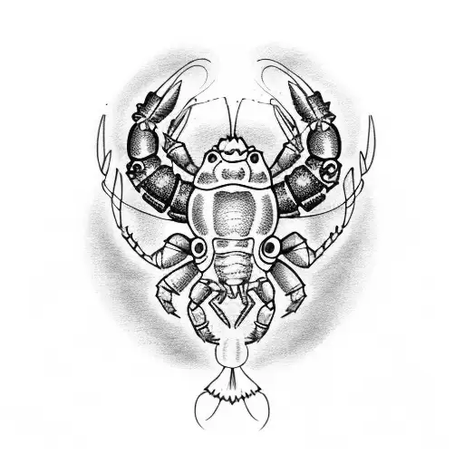 A Crayfish In Color And Cancer Starsign With Nordic Lights Behind