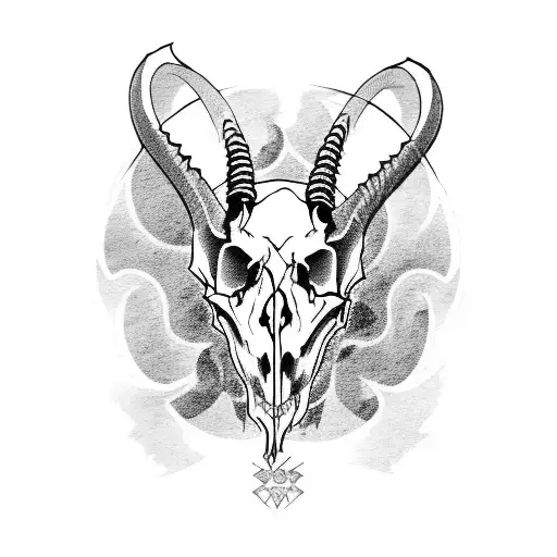 Evil Goat Skull With Snowlakes