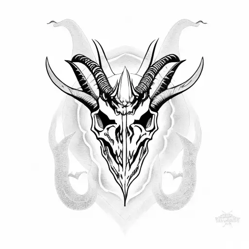 Evil Goat Skull With Snowlakes