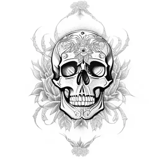 A Skull With Intricate Floral Patterns