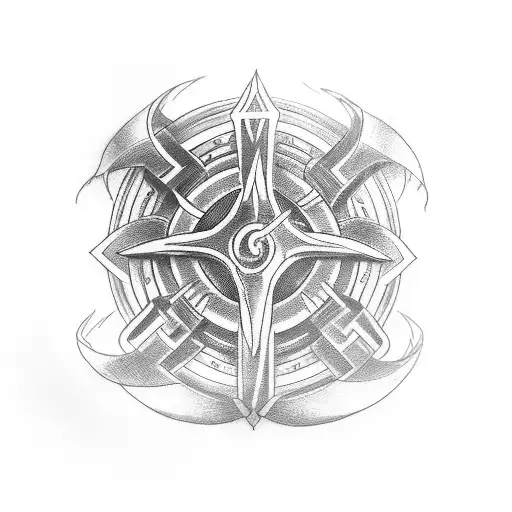 A Motorcycle Engine With Norse Symbols