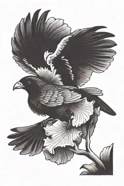 Bearded Iris Raven Flying Sky