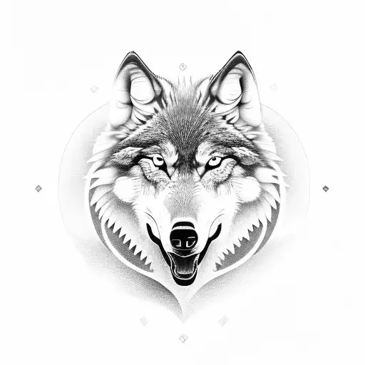 Howling Wolf Half Geometrick Half Realistic