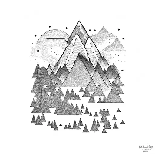 Majestic Mountain Range Reflected In A Serene Forest Lake