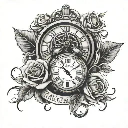 Roses Intertwined With A Clock And A Football With The Word Talton Written Out