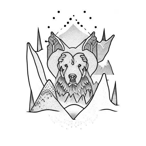 Mountains With Ocean And Dog Foot Prints