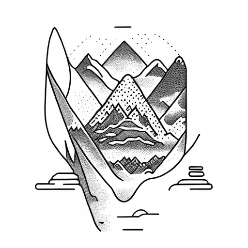 Mountains With Ocean And Dog Foot Prints