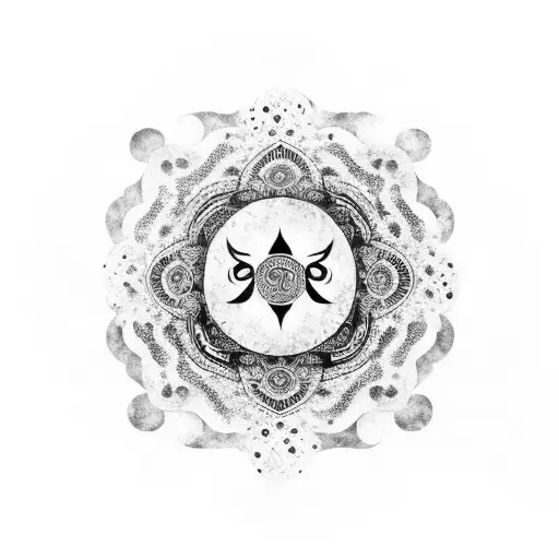 A Yin Yang Symbol Made Of Tiger Stripes With Delicate Flower Petals Inside