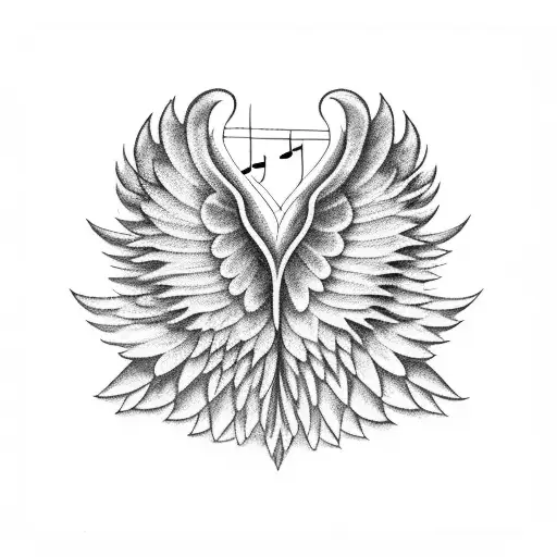 Musical Staff Transforming Into Angel Wings