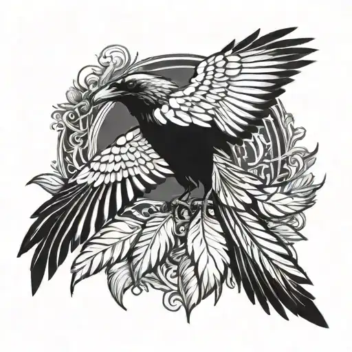 Dark Art Raven Pulls Feather From Wing