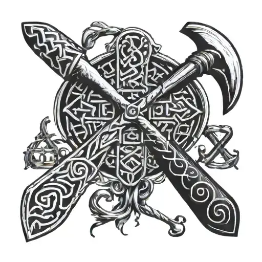 Nordic Runes And Axe