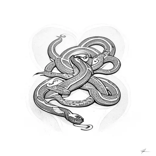 Black Heart With Snake