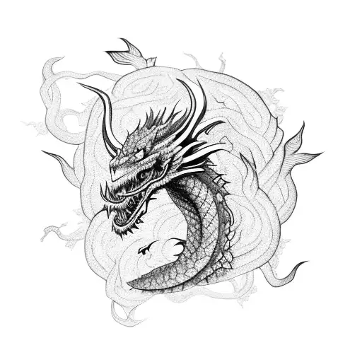 A Fierce Dragon Intertwined With Delicate Vines