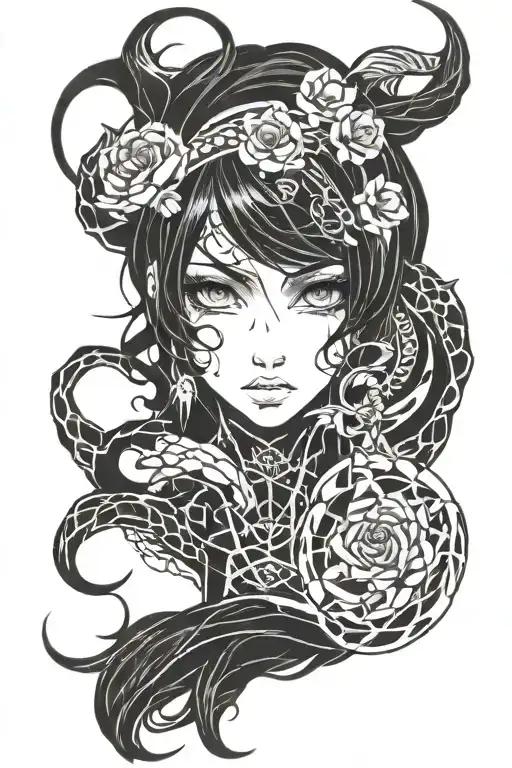 Dark Blackwork Anime Inspired