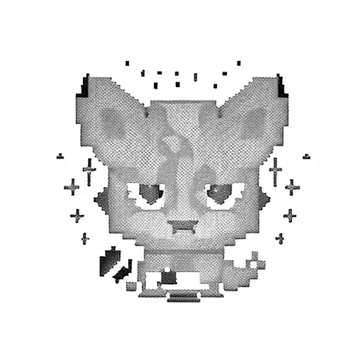 A Pixelated Cat Wearing A Police Uniform And Holding A Controller