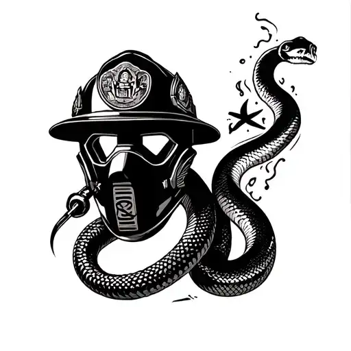 Australian Firefighting Mask With A Snake Coming Out Of The Demand Valve