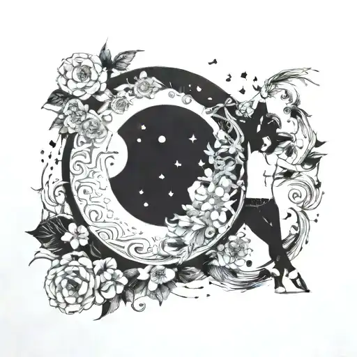 Incorporate Intricate Dance Poses Into A Celestial Scene With Moon Flowers In The Background