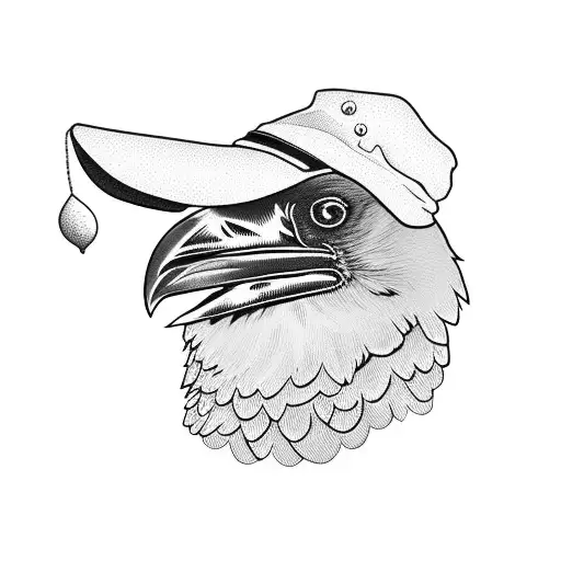 Raven Bird Wearing Hat Cute Feminine