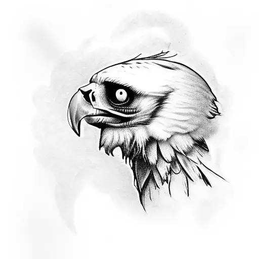 Combine The Imagery Of A Harpy Eagle And A Skull In A Dark And Gothic Design