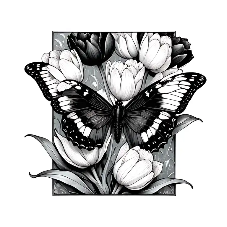 Butterfly With Tulips