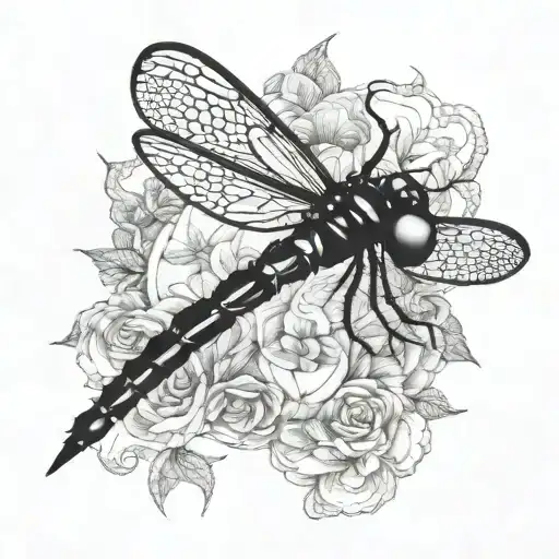 Top Of Dragonfly With Wings Spread