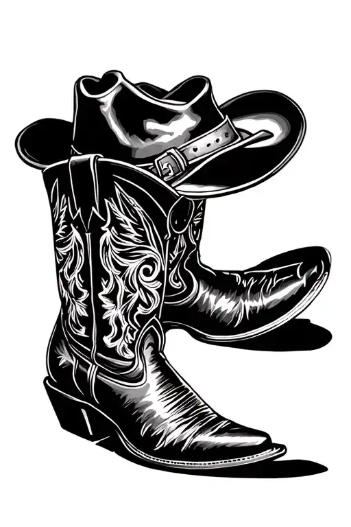 Cowboy Boots And Hat