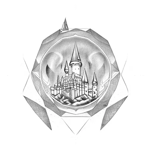 Mystical Crystal Ball Revealing The Hogwarts Castle