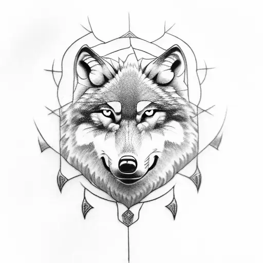 Wolf With Perun Symbol