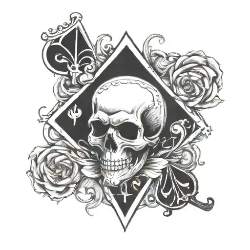 Skull And Ace Of Spades In The Background