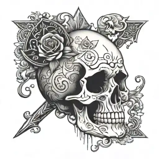 Skull And Ace Of Spades In The Background