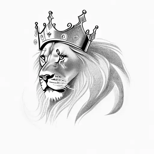 Side View Lion With Crown