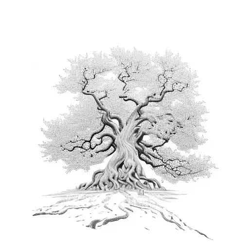 A Majestic Oak Tree With Branches That Extend Into The Shape Of Family Members' Names