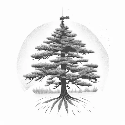 Pine Tree Surrounding By Lake With Word Said Adventure Awaits