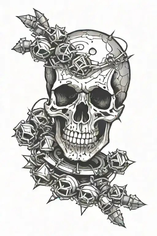 Screws Loose Sketchy Blackwork Skull