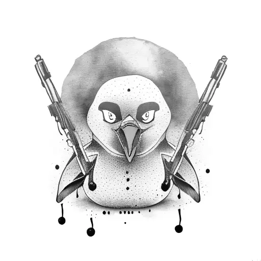 An Angry Penguin Holding Ak-47