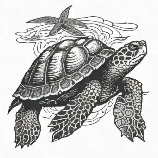 Turtle With A Beach On His Back