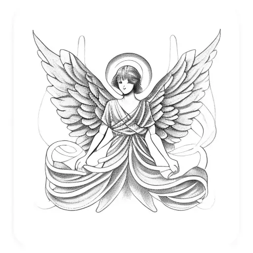 Musical Notes Intertwined With Renaissance Angel Figures