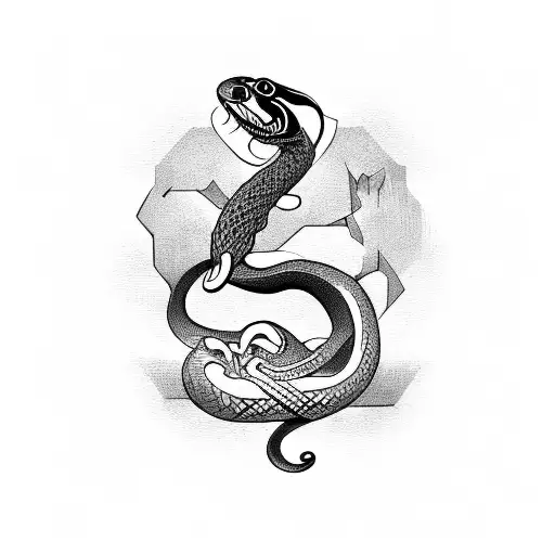 Snake With The Shape Of The Number 4