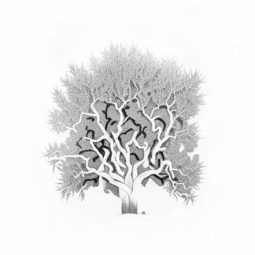 Ash Tree At The Bottom Turning Into Olive Tree At The Top