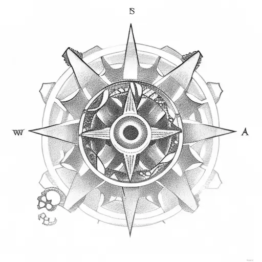 Integrated Gears Within A Rose Compass