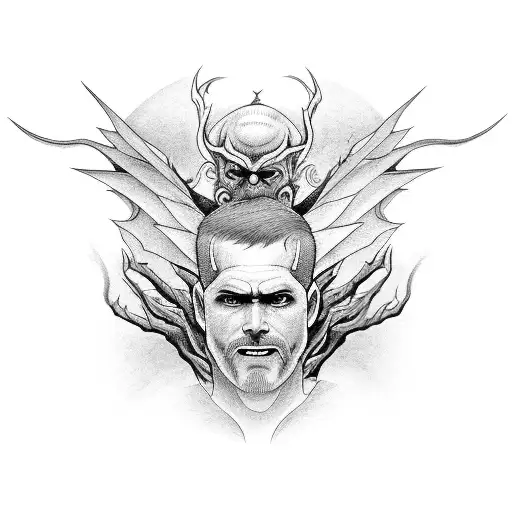 In Demon Man Carrying A Woman Angen Both With Outstretched Wings