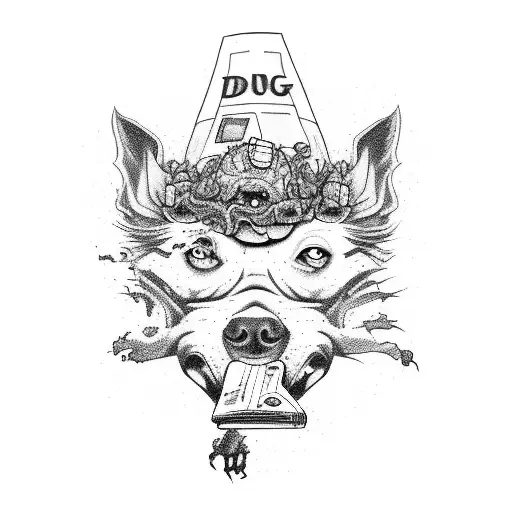 Zombie Dog With A Passport And A Suitcase