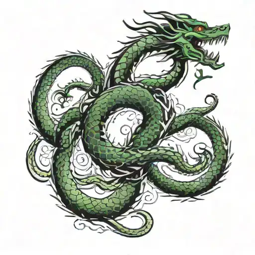 Ouroboros Shenron Green Dragon Circling