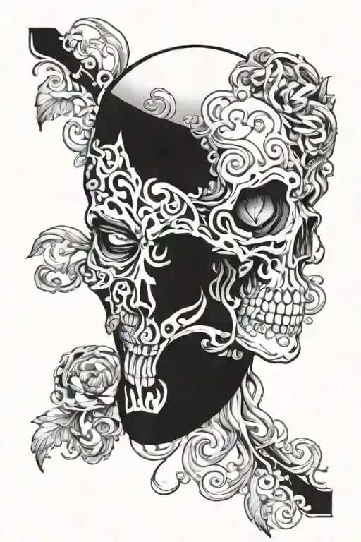 A Crazy Skull Hidding Behind A Mask