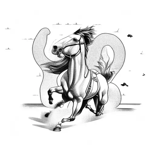 A Horse Running Alongside A Corvette With A Football Player Sitting On Its Back