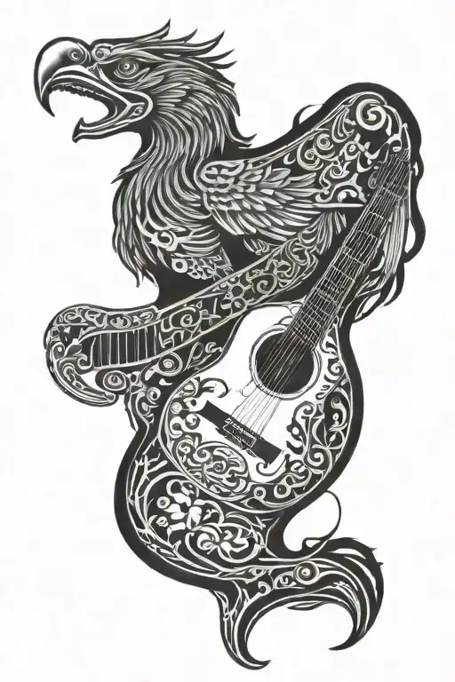 Polish Eagle Irish Harp Guitar With A Vibrant