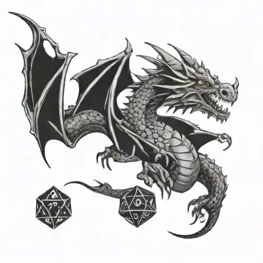 Dragon With D20 Dice